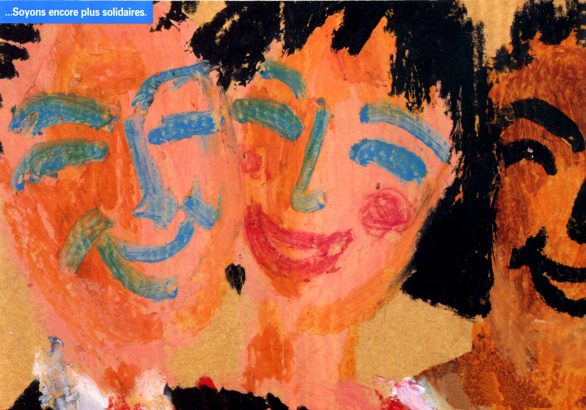 Carte de voeux Mission locale Tarare. Pastels sur papier.