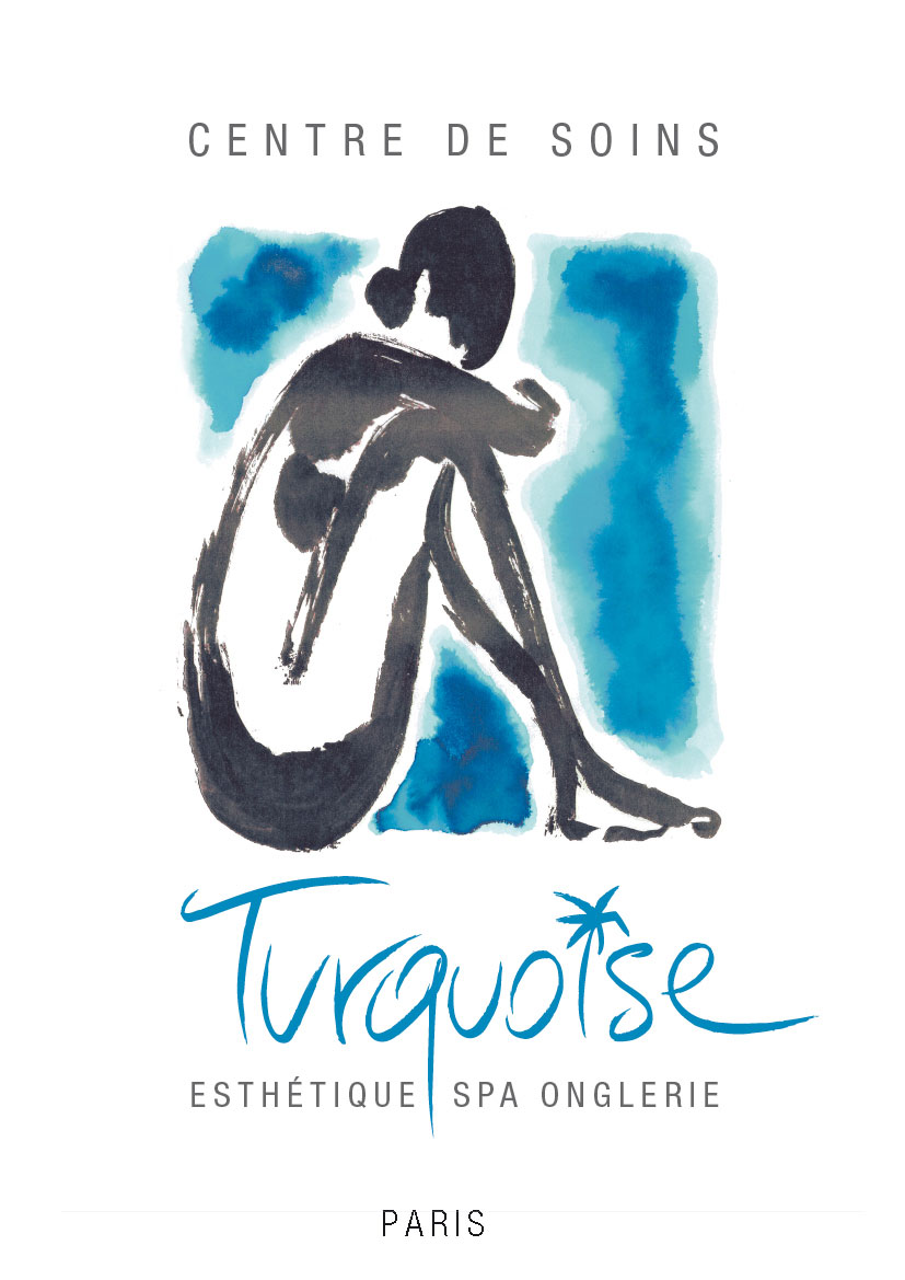 Logo et affiche Turquoise, Institut d'esthétique, Paris.